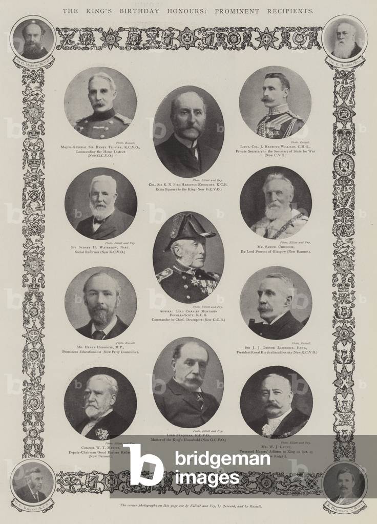 The King's Birthday Honours, Prominent Recipients (b/w photo)