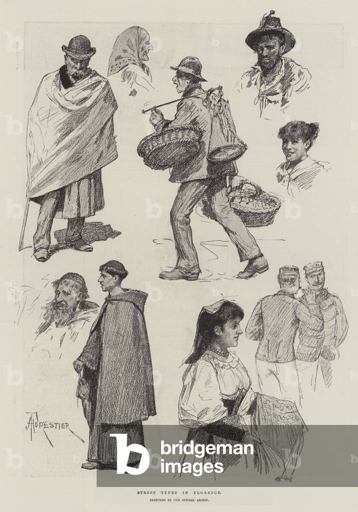 Street Types in Florence (engraving)