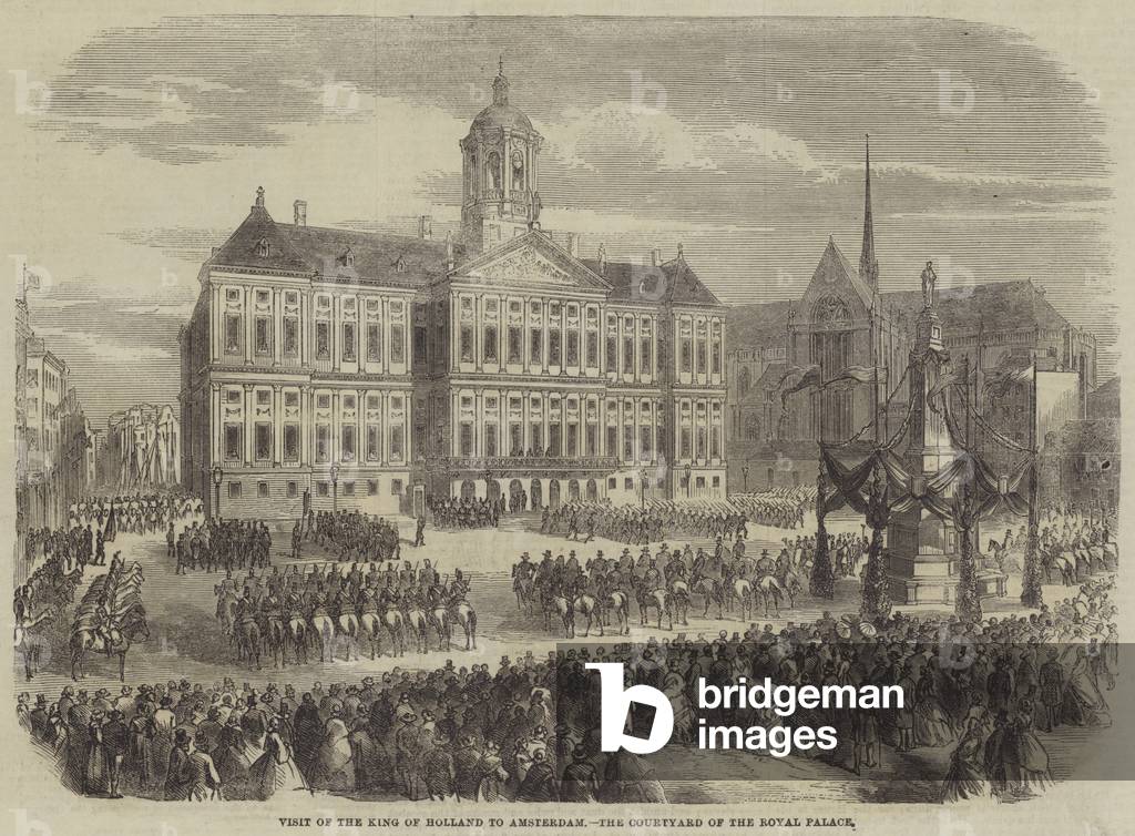 Visit of the King of Holland to Amsterdam, the Courtyard of the Royal Palace (engraving)