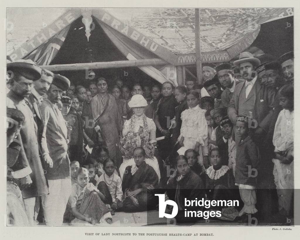 Visit of Lady Northcote to the Portuguese Health-Camp at Bombay (b/w photo)