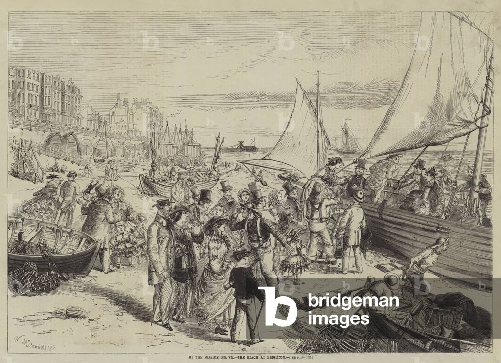 By the Seaside, the Beach at Brighton (engraving)