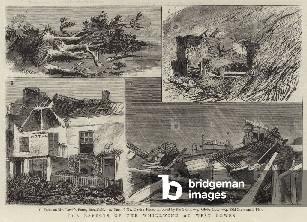 The Effects of the Whirlwind at West Cowes (engraving)