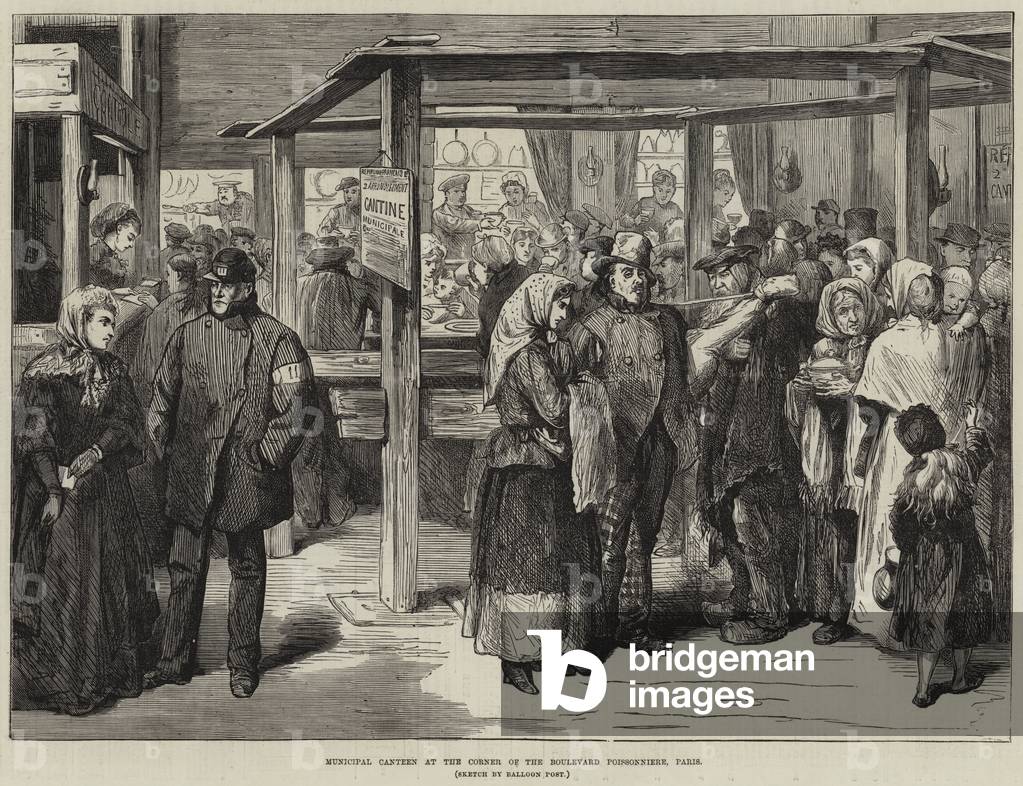 Municipal Canteen at the Corner of the Boulevard Poissonniere, Paris (engraving)