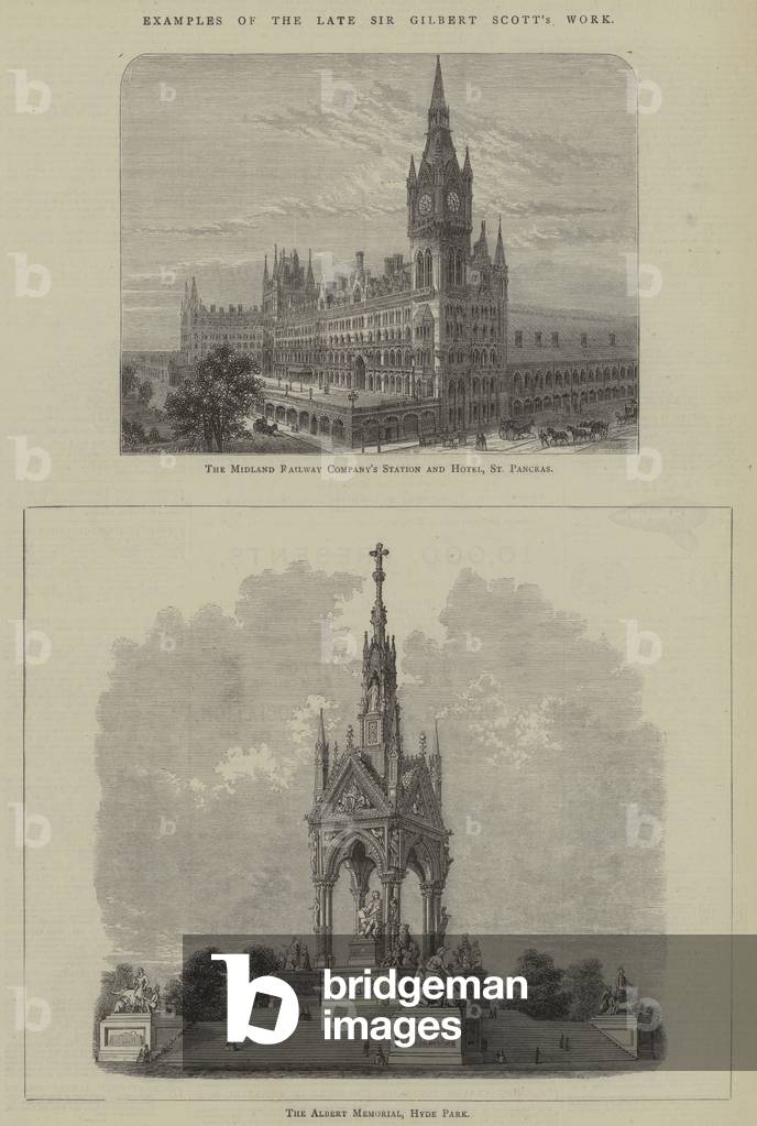 Examples of the Late Sir Gilbert Scott's Work (engraving)