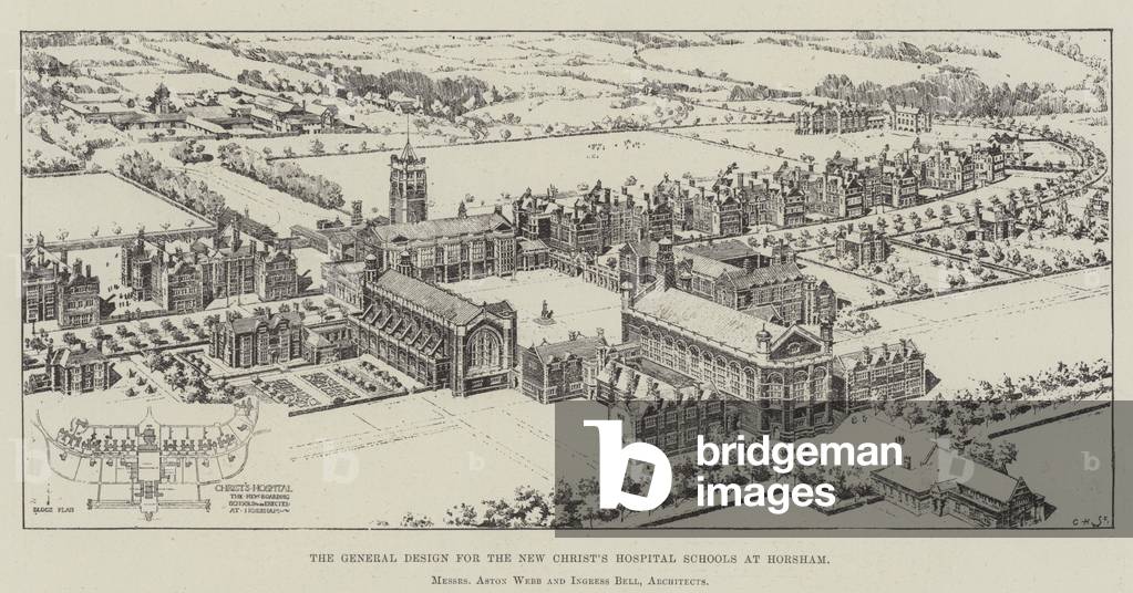 The General Design for the New Christ's Hospital Schools at Horsham (engraving)