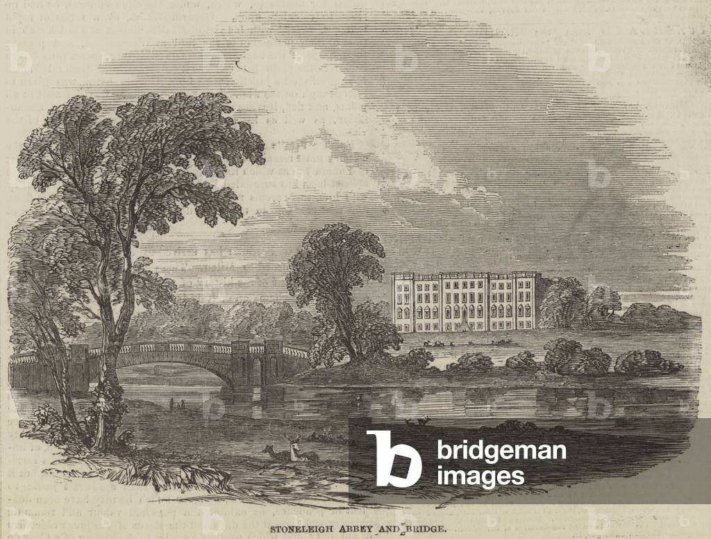 Stoneleigh Abbey and Bridge (engraving)
