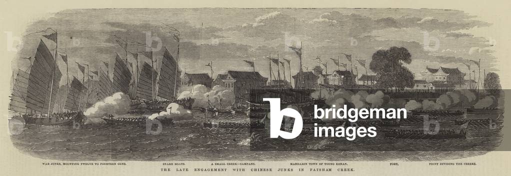 The late Engagement with Chinese Junks in Fatsham Creek (engraving)