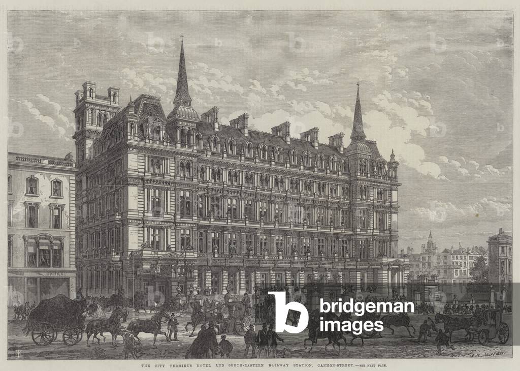 The City Terminus Hotel and South-Eastern Railway Station, Cannon-Street (engraving)