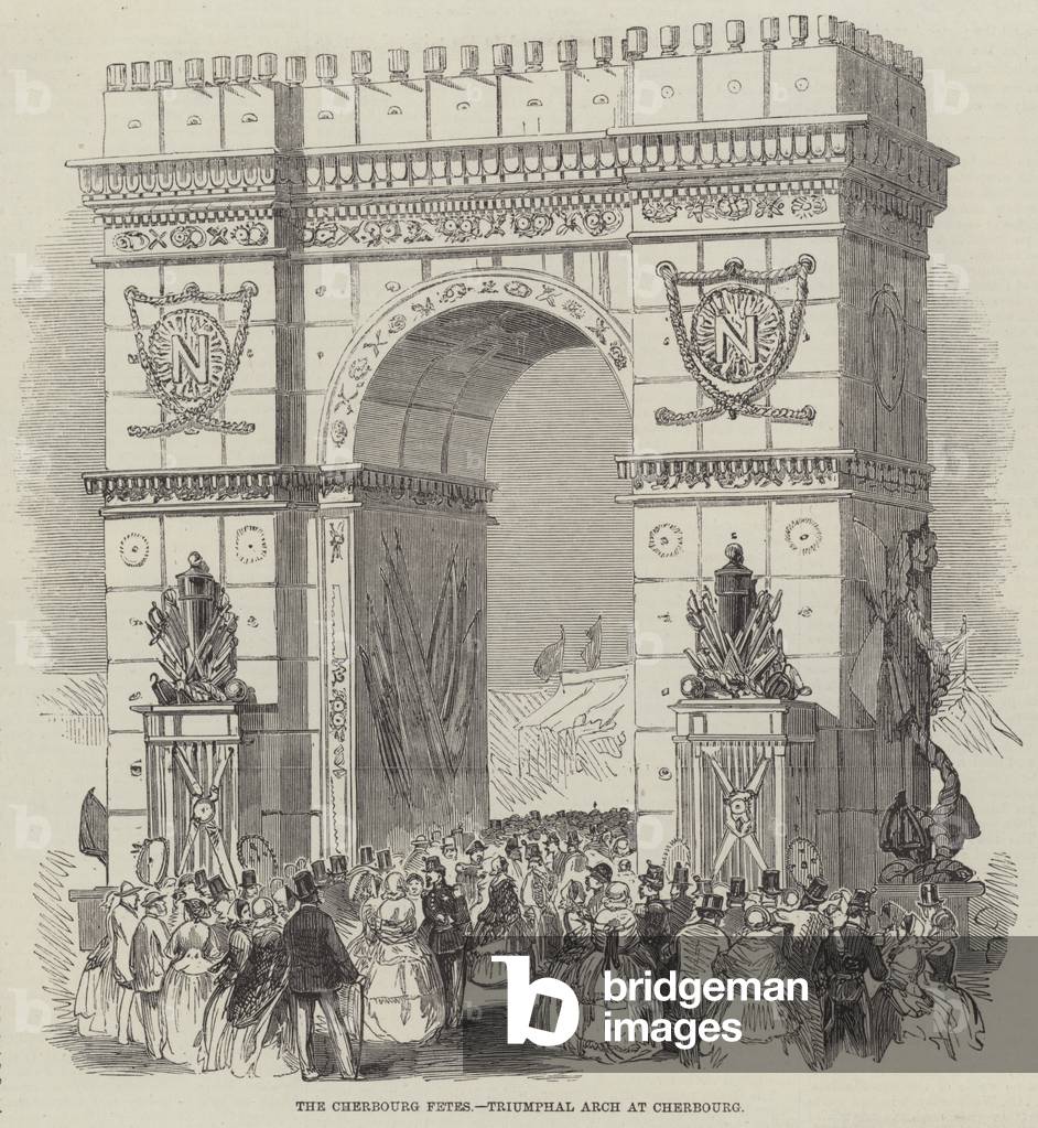 The Cherbourg Fetes, Triumphal Arch at Cherbourg (engraving)