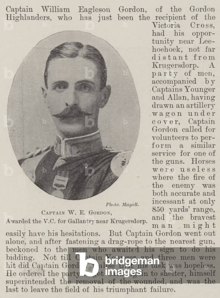 Captain W E Gordon, awarded the VC for Gallantry near Krugersdorp (b/w photo)