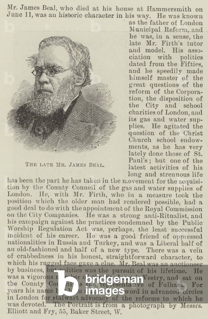 The late Mr James Beal (engraving)