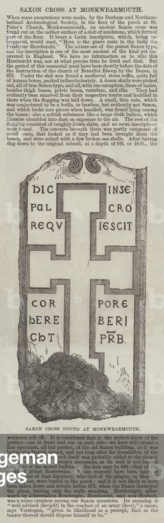 Saxon Cross at Monkwearmouth (engraving)