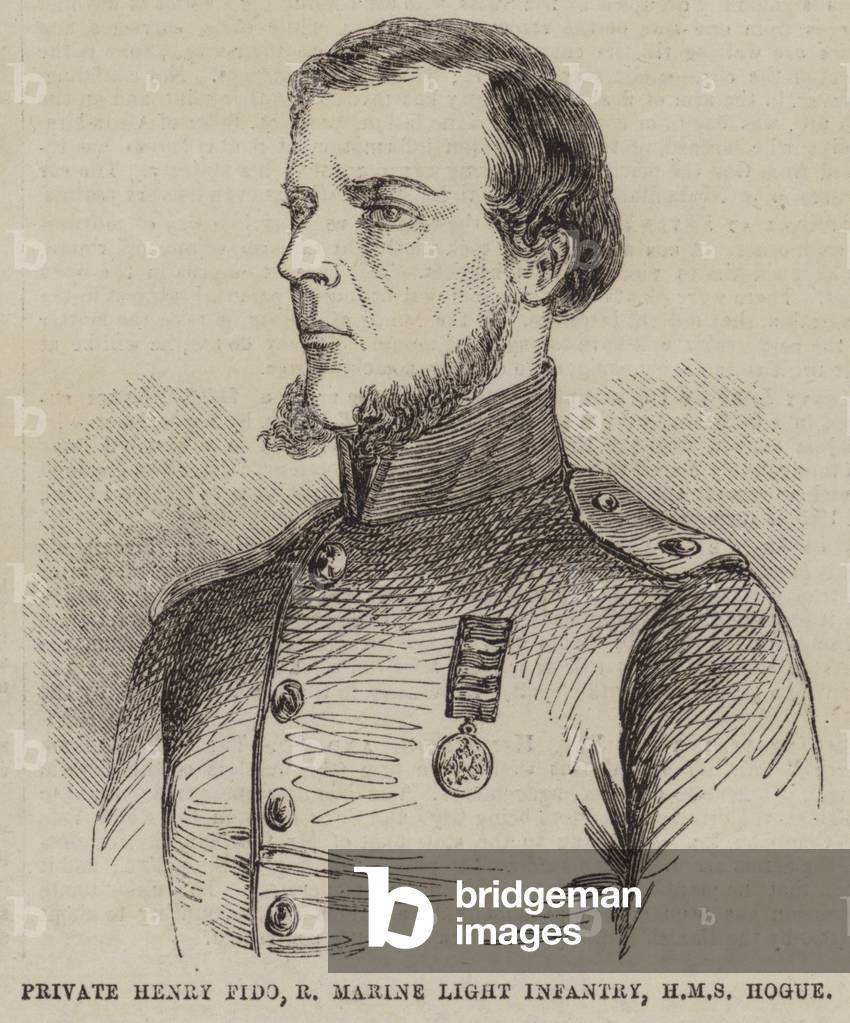 Private Henry Fido, Royal Marine Light Infantry, HMS Hogue (engraving)