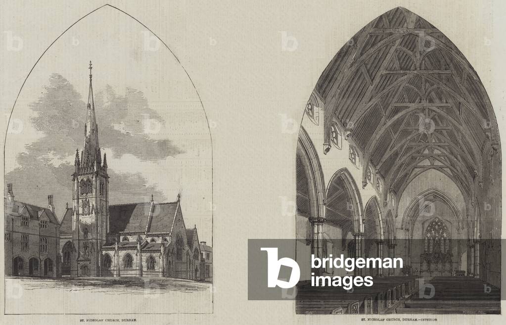 St Nicholas' Church in County Durham (engraving)