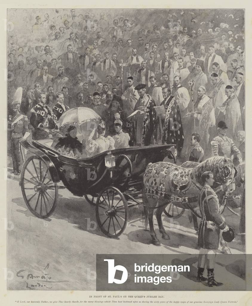 In front of St Paul's on the Queen's Jubilee Day (litho)