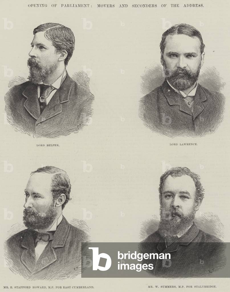 Opening of Parliament, Movers and Seconders of the Address (engraving)