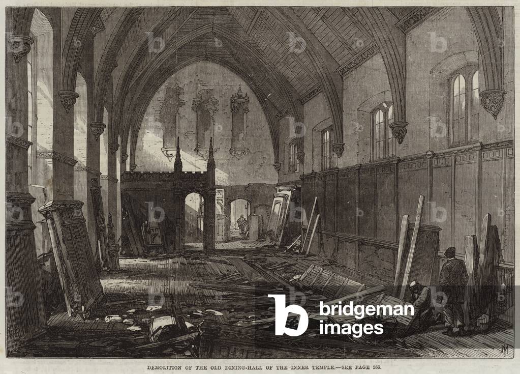 Demolition of the Old Dining-Hall of the Inner Temple (engraving)
