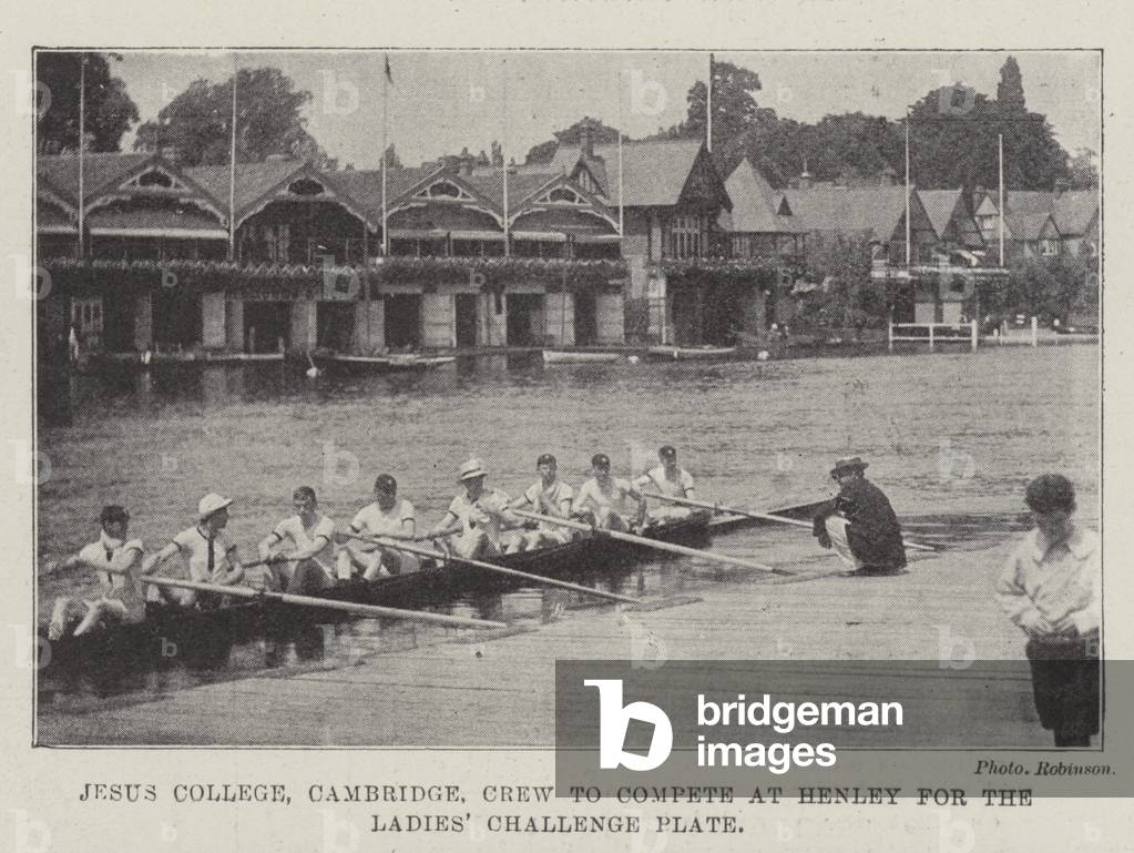 Jesus College, Cambridge, Crew to compete at Henley for the Ladies' Challenge Plate (b/w photo)