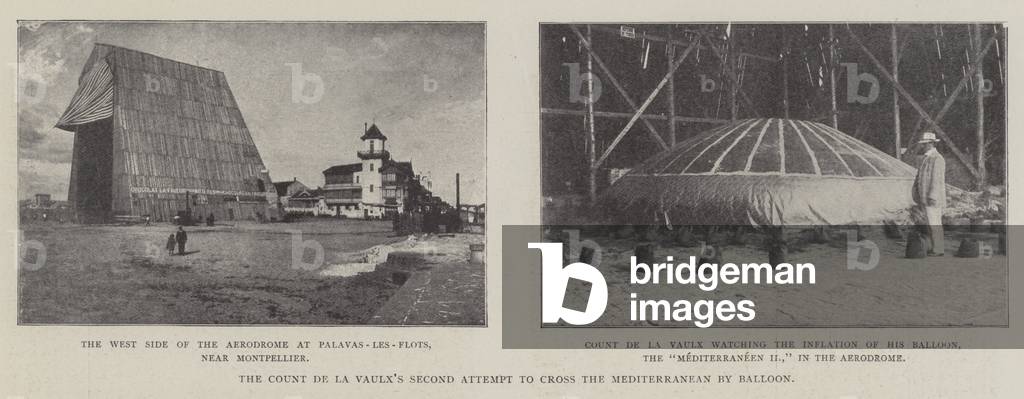The Count De La Vaulx's Second Attempt to cross the Mediterranean by Balloon (b/w photo)