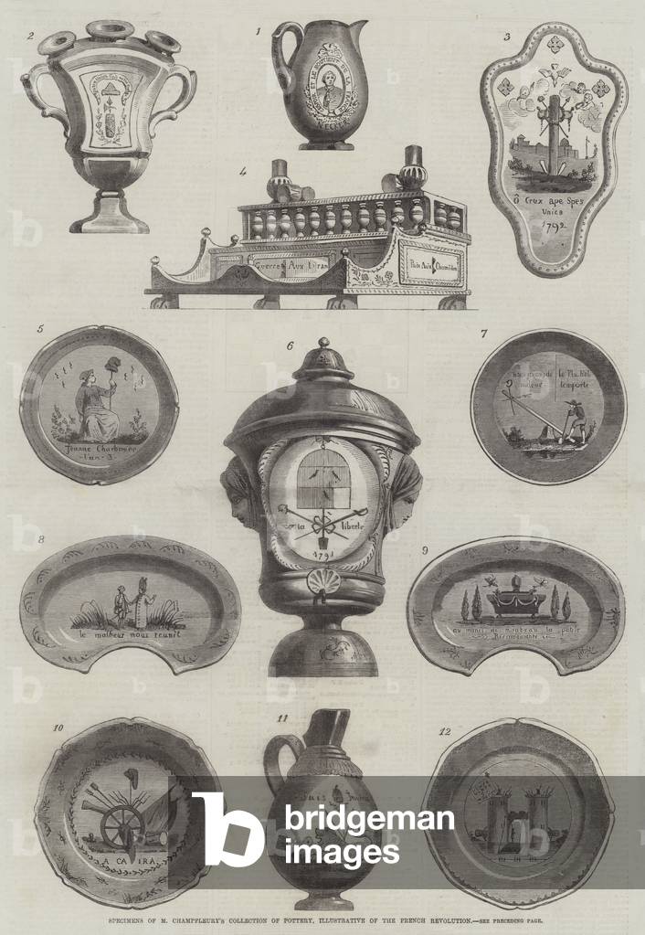 Specimens of M Champfleury's Collection of Pottery, Illustrative of the French Revolution (engraving)