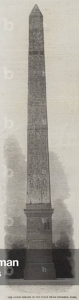 The Luxor Obelisk in the Place de la Concorde, Paris (engraving)