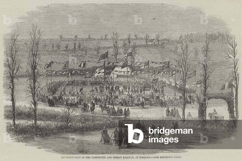 Commencement of the Dartmouth and Torbay Railway, at Torquay (engraving)