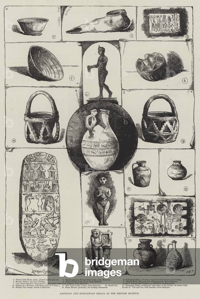 Assyrian and Babylonian Relics at the British Museum (engraving)