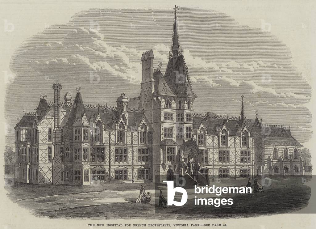 The New Hospital for French Protestants, Victoria Park (engraving)