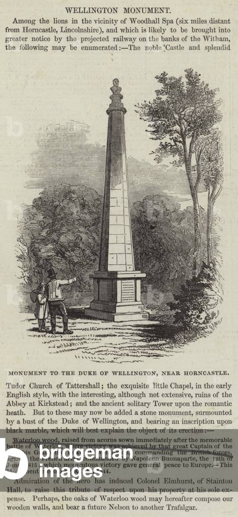 Monument to the Duke of Wellington, near Horncastle (engraving)