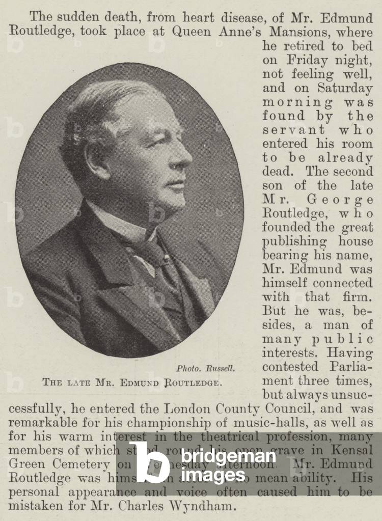 The late Mr Edmund Routledge (b/w photo)