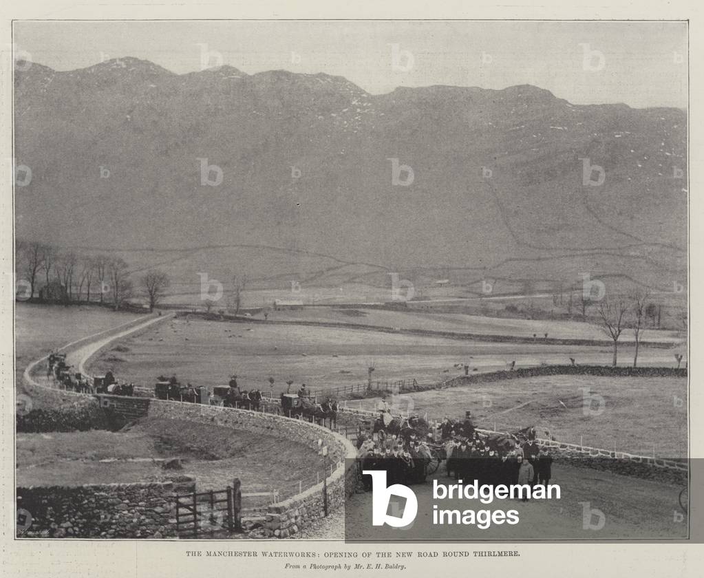 The Manchester Waterworks, Opening the New Road Round Thirlmere (b/w photo)