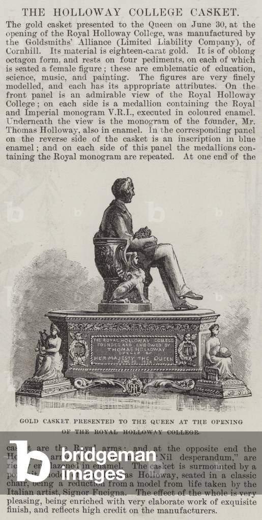 Gold Casket presented to the Queen at the Opening of the Royal Holloway College (engraving)