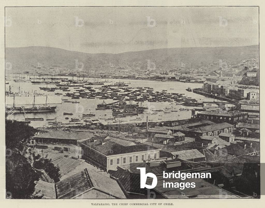 Valparaiso, the Chief Commercial City of Chile (engraving)