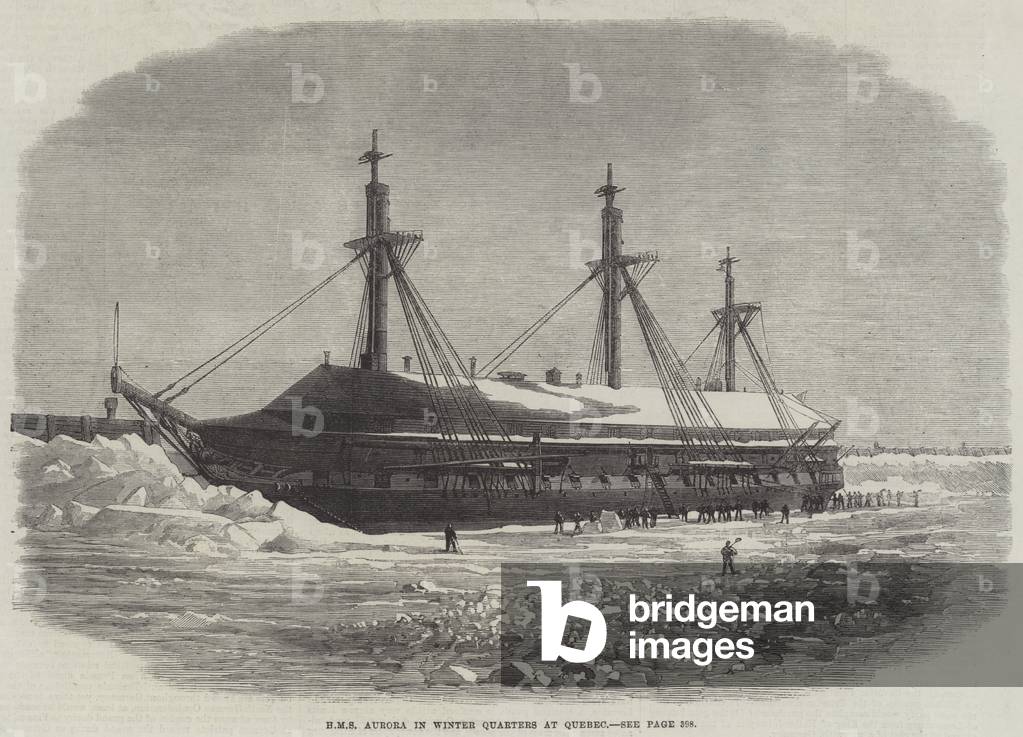 HMS Aurora in Winter Quarters at Quebec (engraving)