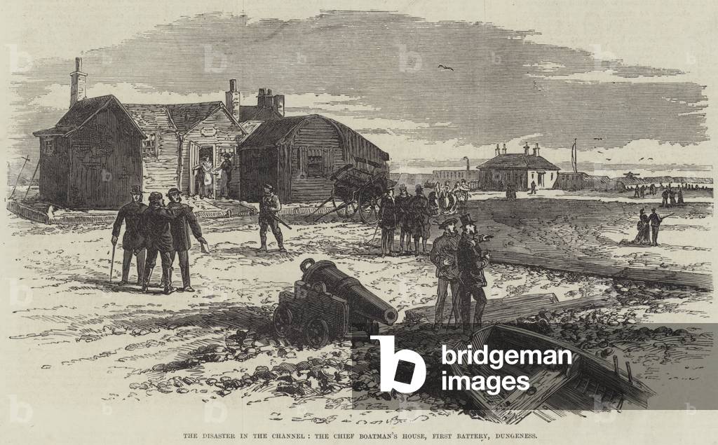 The Disaster in the Channel, the Chief Boatman's House, First Battery, Dungeness (engraving)