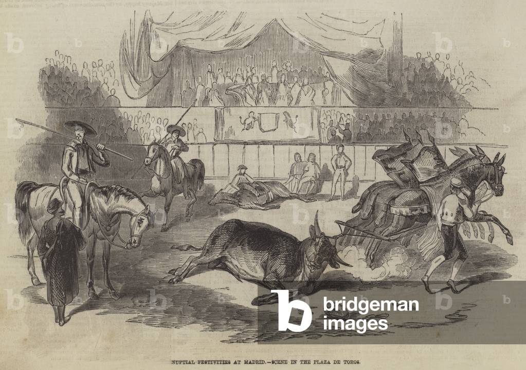 Nuptial Festivities at Madrid, Scene in the Plaza de Toros (engraving)