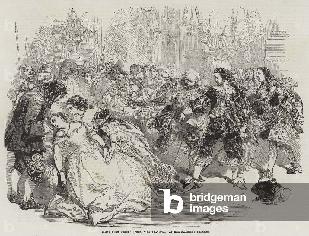 Scene from 'La Traviata' at Her Majesty's Theatre, 1856 (engraving)