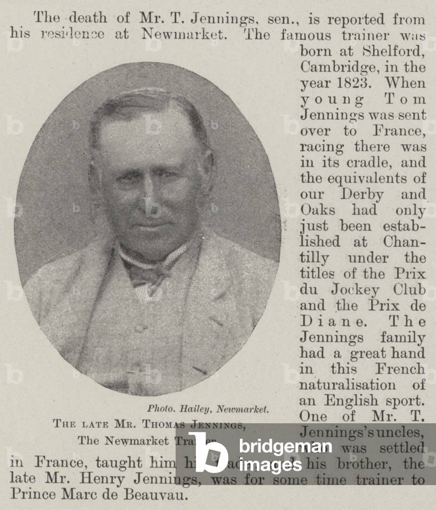 The late Mr Thomas Jennings, the Newmarket Trainer (b/w photo)