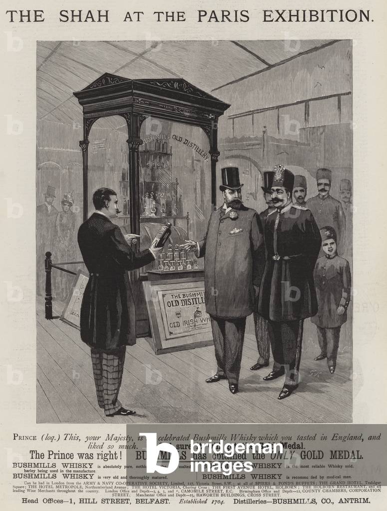 Advertisement, Bushmills Whisky (engraving)