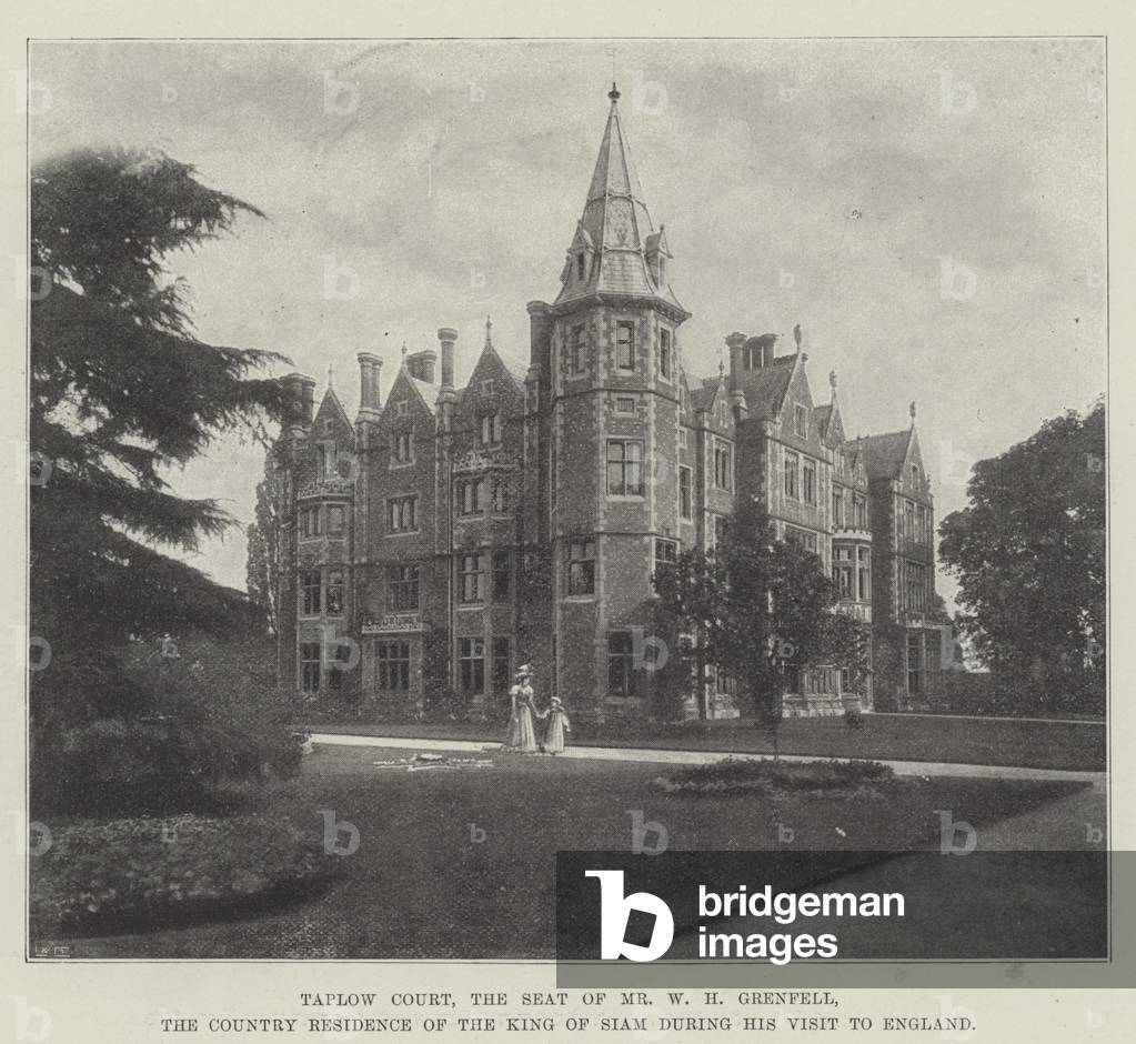 Taplow Court, the Seat of Mr W H Grenfell, the Country Residence of the King of Siam during his Visit to England (b/w photo)