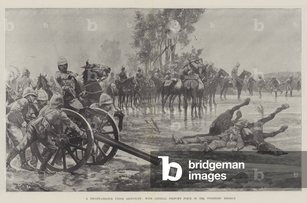 A Reconnaissance under Difficulty, with General French's Force in the Colesberg District (litho)