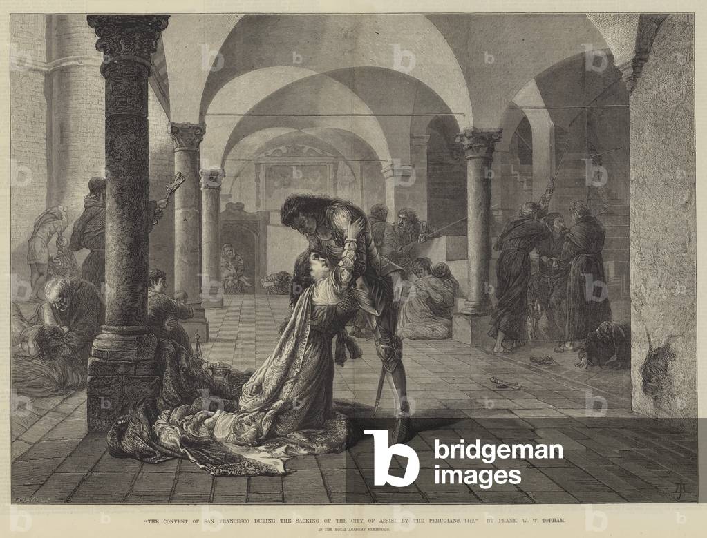 The Convent of San Francesco during the Sacking of the City of Assisi by the Perugians, 1442 (engraving)