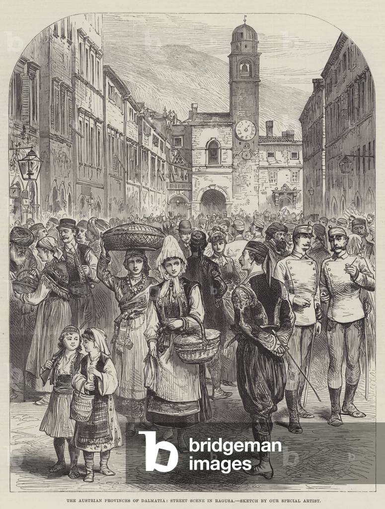 The Austrian Provinces of Dalmatia, Street Scene in Ragusa (engraving)
