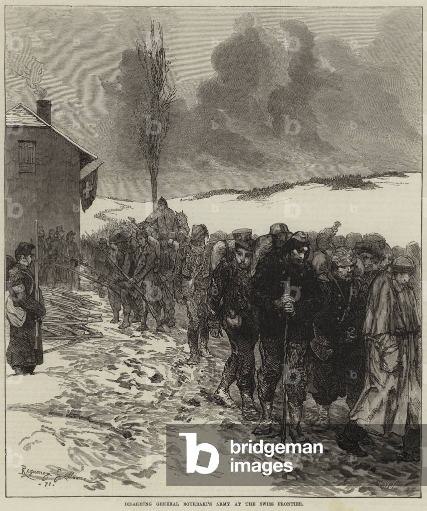 Disarming General Bourbaki's Army at the Swiss Frontier (engraving)