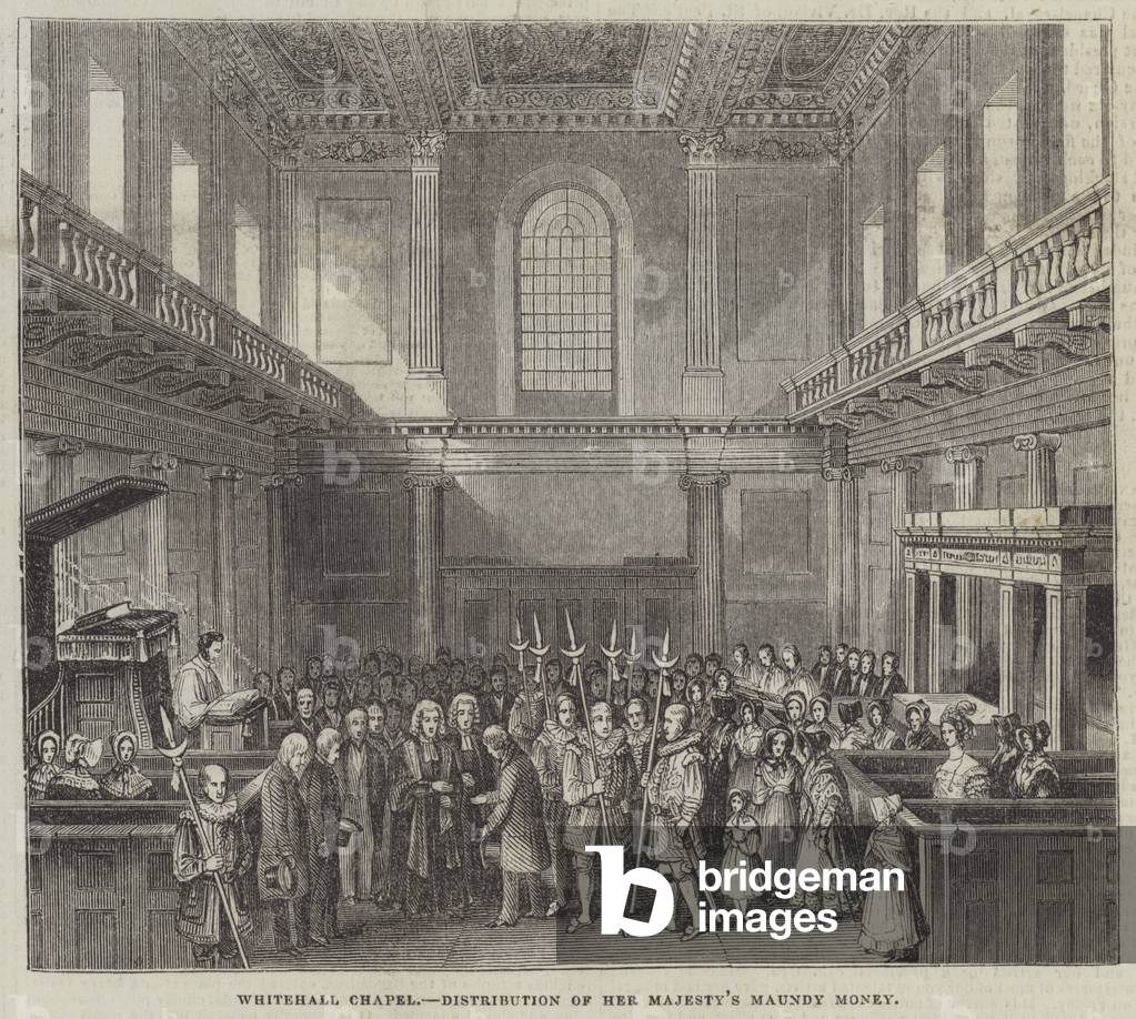 Whitehall Chapel, Distribution of Her Majesty's Maundy Money (engraving)