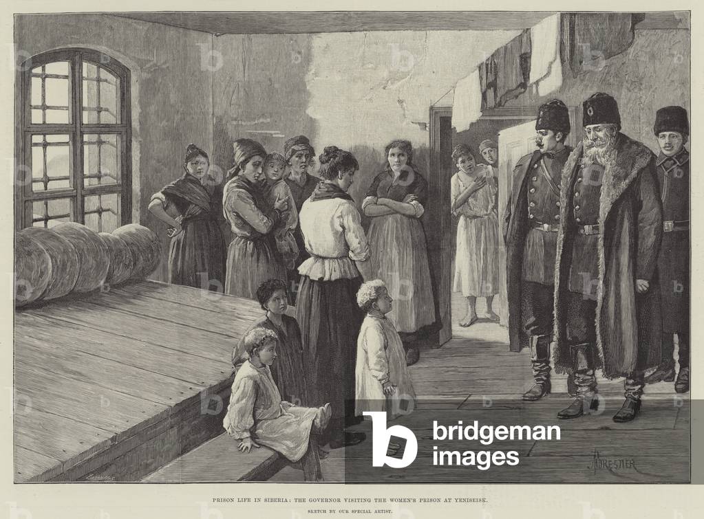 Prison Life in Siberia, the Governor visiting the Women's Prison at Yeniseisk (engraving)