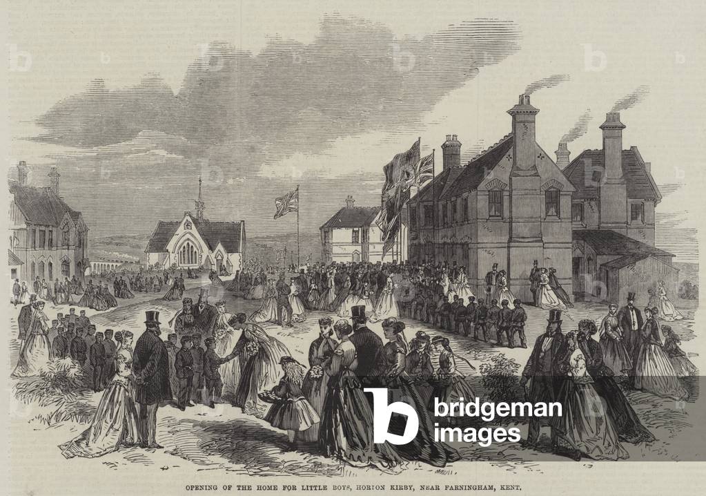 Opening of the Home for Little Boys, Horton Kirby, near Farningham, Kent (engraving)