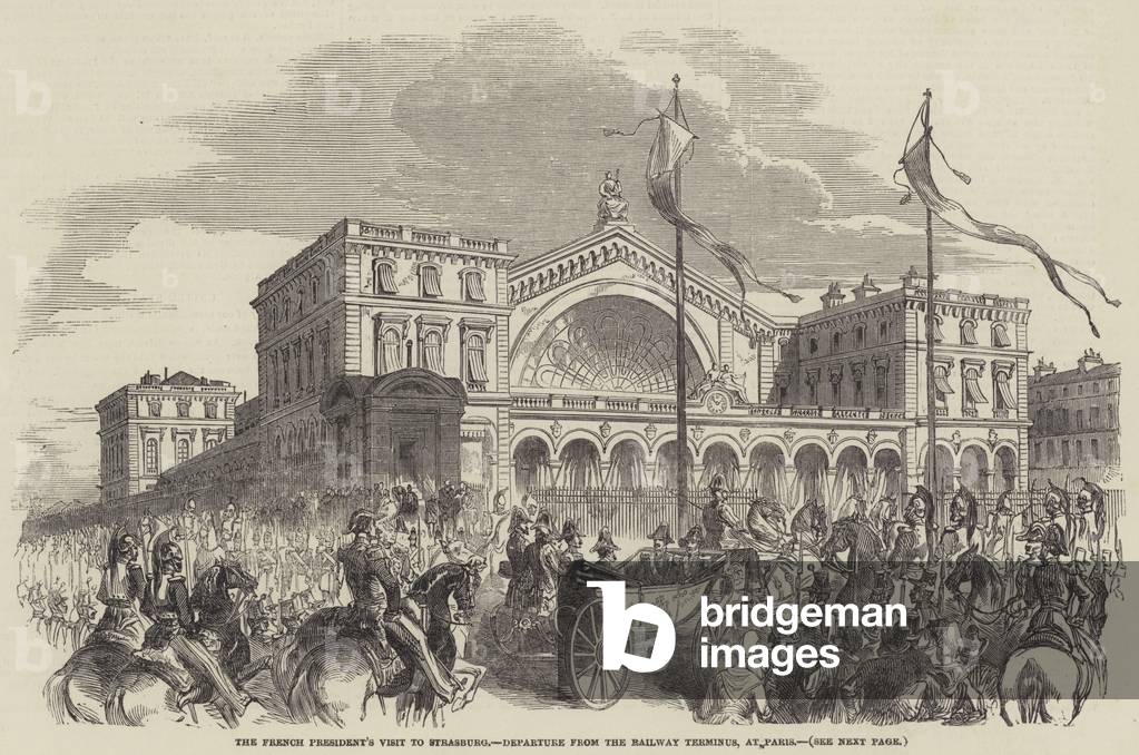 The French President's Visit to Strasburg, Departure from the Railway Terminus, at Paris (engraving)