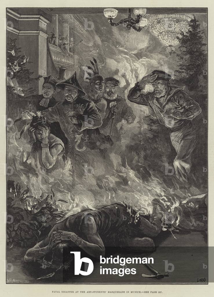 Fatal Disaster at the Art-Students' Masquerade in Munich (engraving)