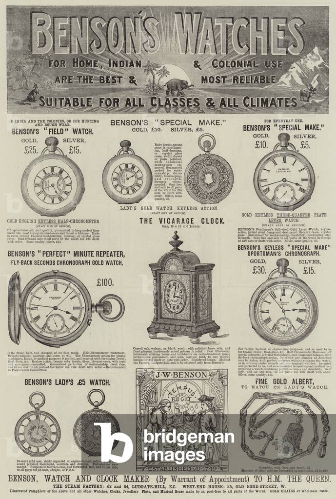 Advertisement, Benson's Watches (engraving)